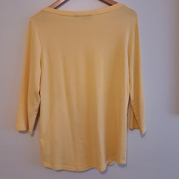 Jones & Co Jones New York  Yellow 3/4 length sleeve top - Picture 2 of 3